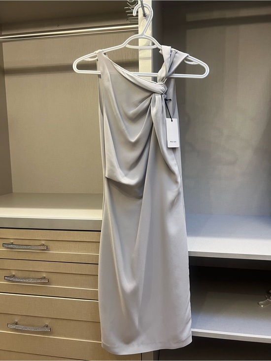 Reiss Dresses & Skirts - Reiss One-Shoulder Knot-Drape Dress in Light Gray